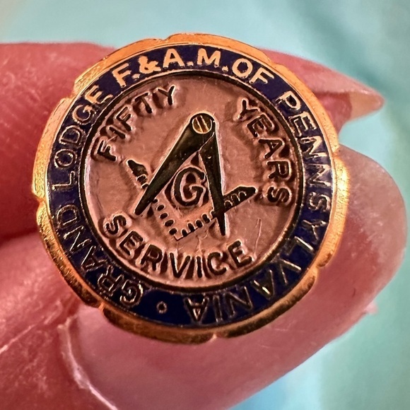 Masons Masonic Pin 50 Years Of Service 10k G.F. Grand Lodge Of Pennsylvania 19W - Picture 4 of 7
